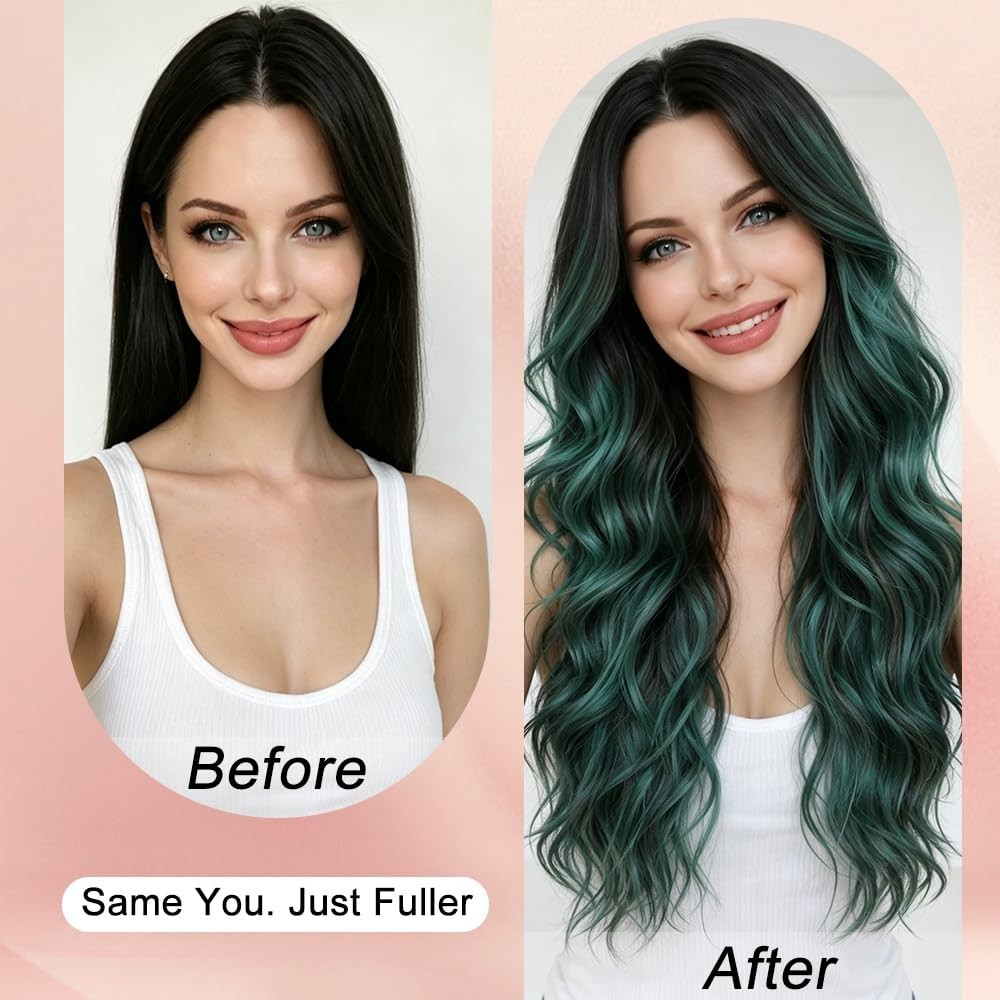 Modern Ombre Green Hair Wig – 26″ Synthetic Heat Resistant