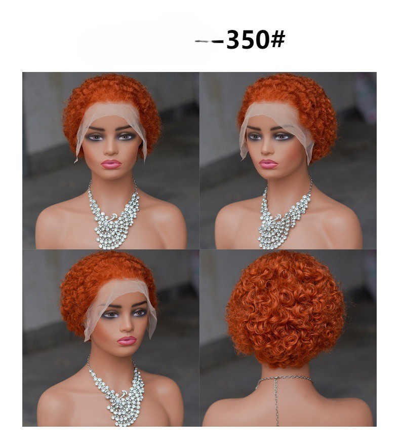 13×4 Lace Front Human Hair Short Curly Pixie Cut Wig For Black Women 200nsity