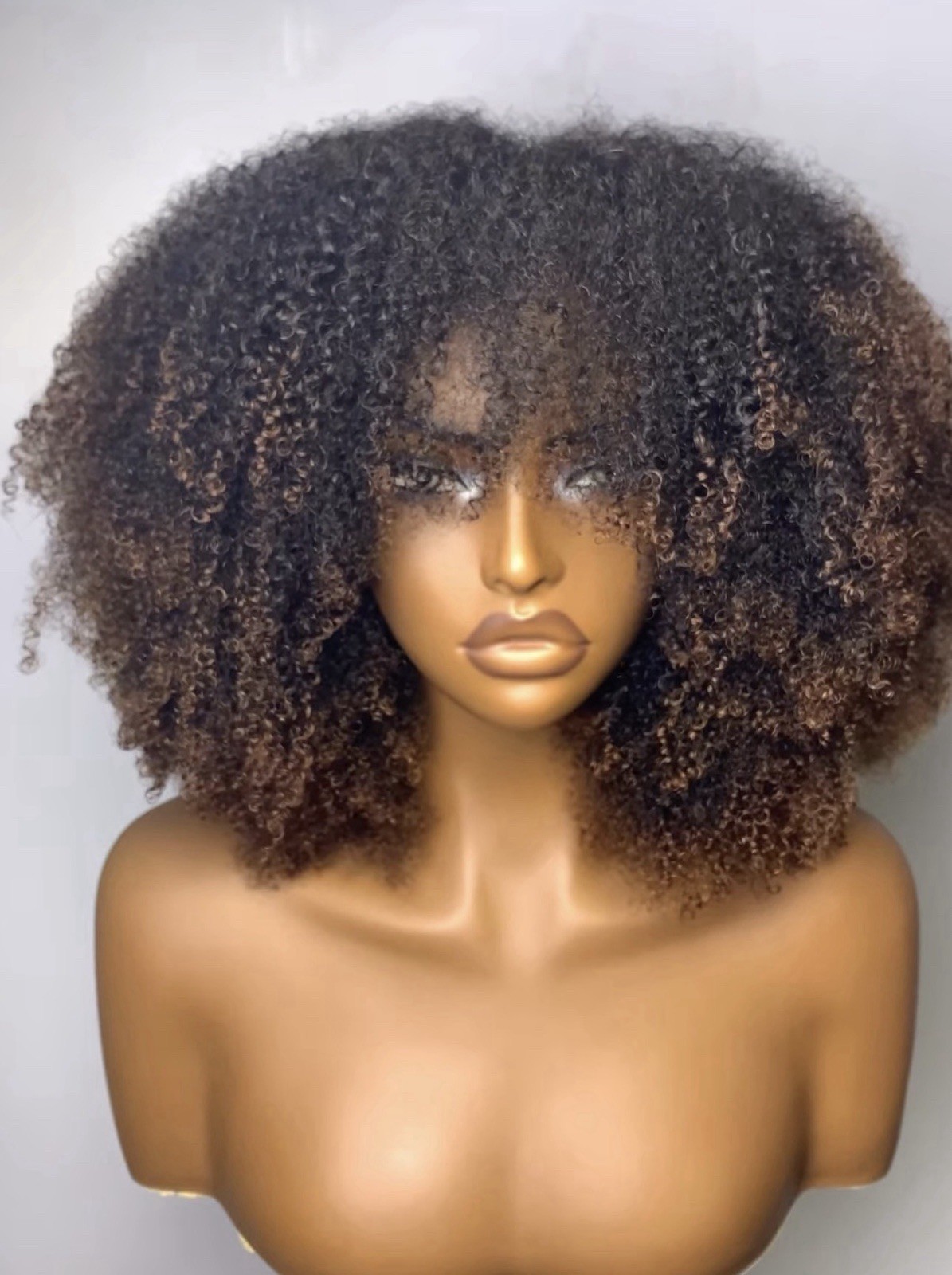 Women’s Afro Curly Wig, Curly Texture Hairpiece, Black/Brown Natural