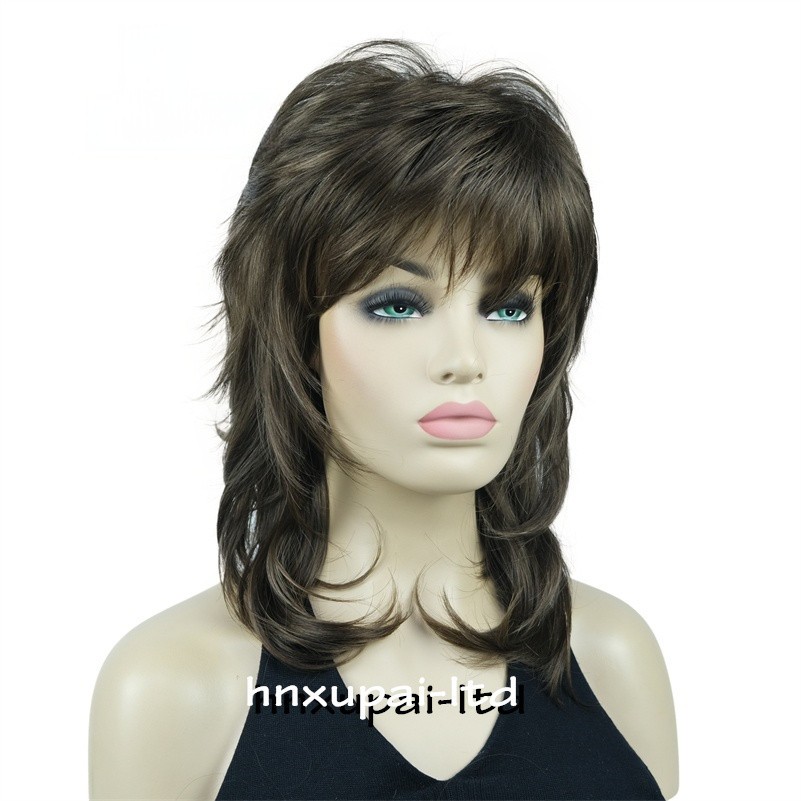 Women’s Long Natural Light Brown Golden Blonde Black Wavy Full Wig 18 Inch