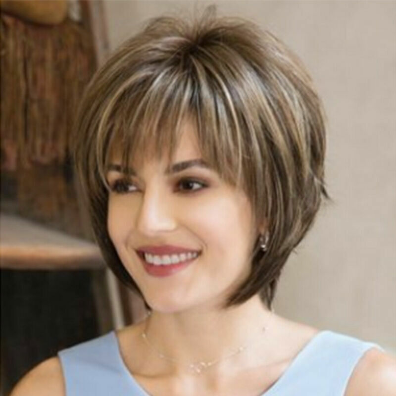 Womens Natural Short Wigs Curly / Straight Bob Hair Wavy Wigs Brown Blonde Wig