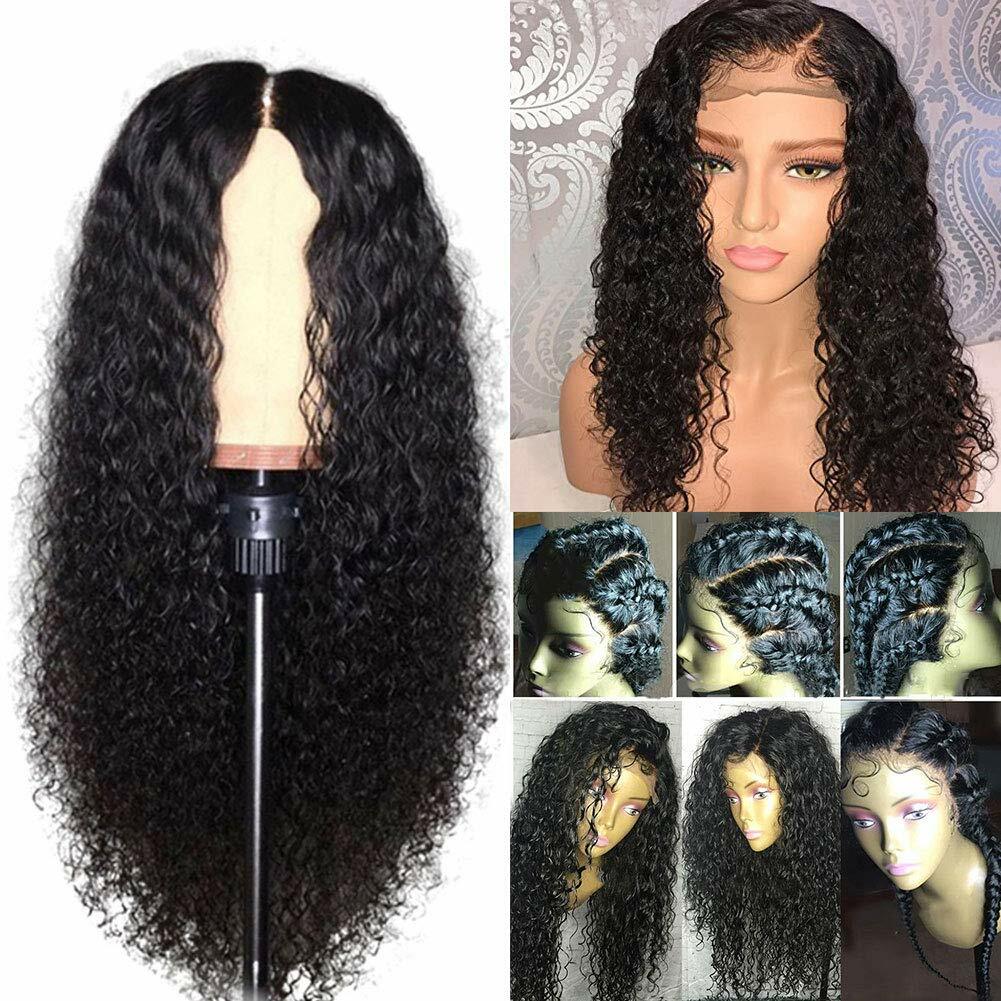 Women 23″ Long Natural Curly Wavy Ladies Synthetic Hair Wigs Brazilian Black Wig
