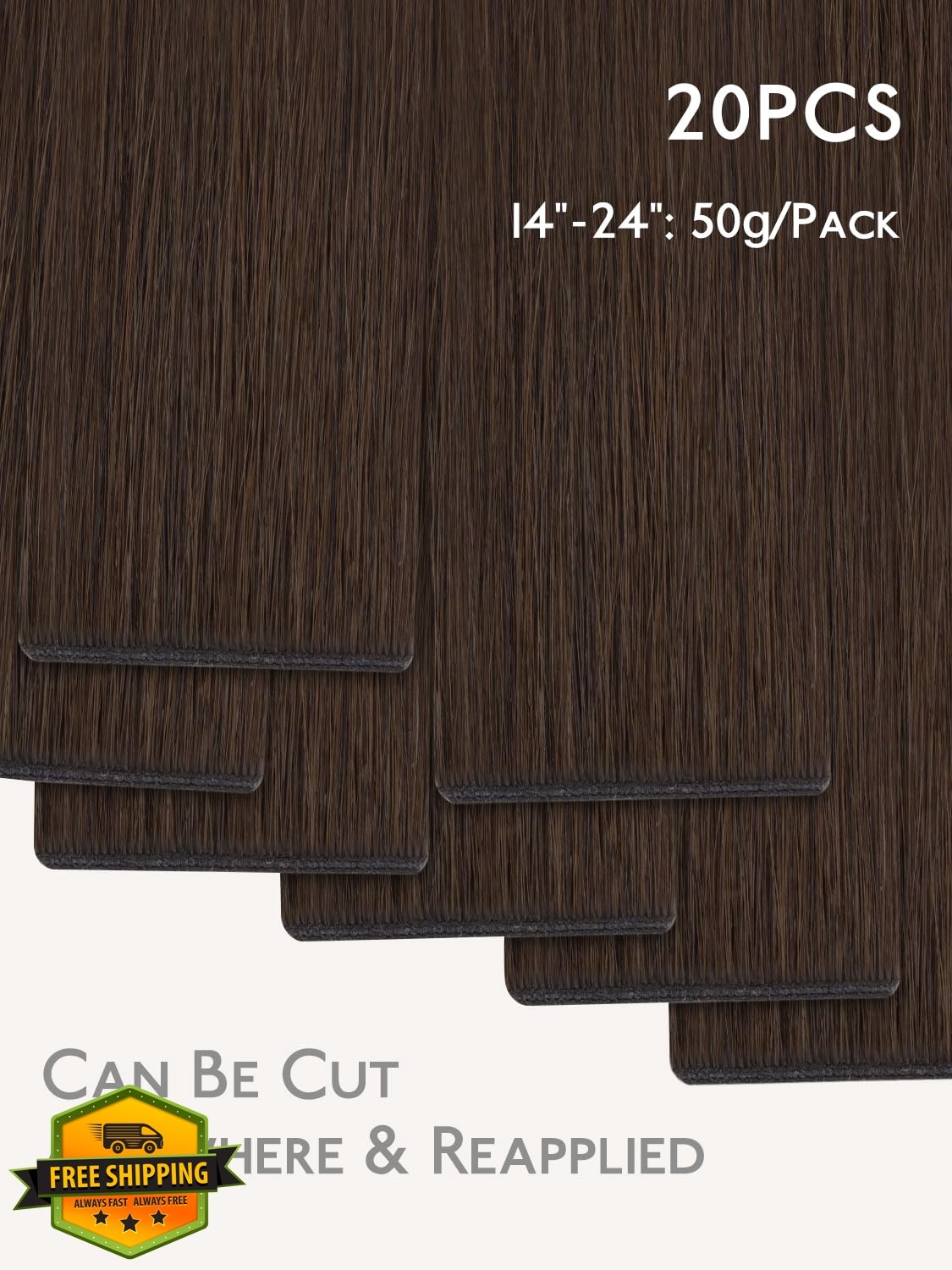 Wennalife Genius #4 Chocolate Brown Tape Hair Ext 14in 50g