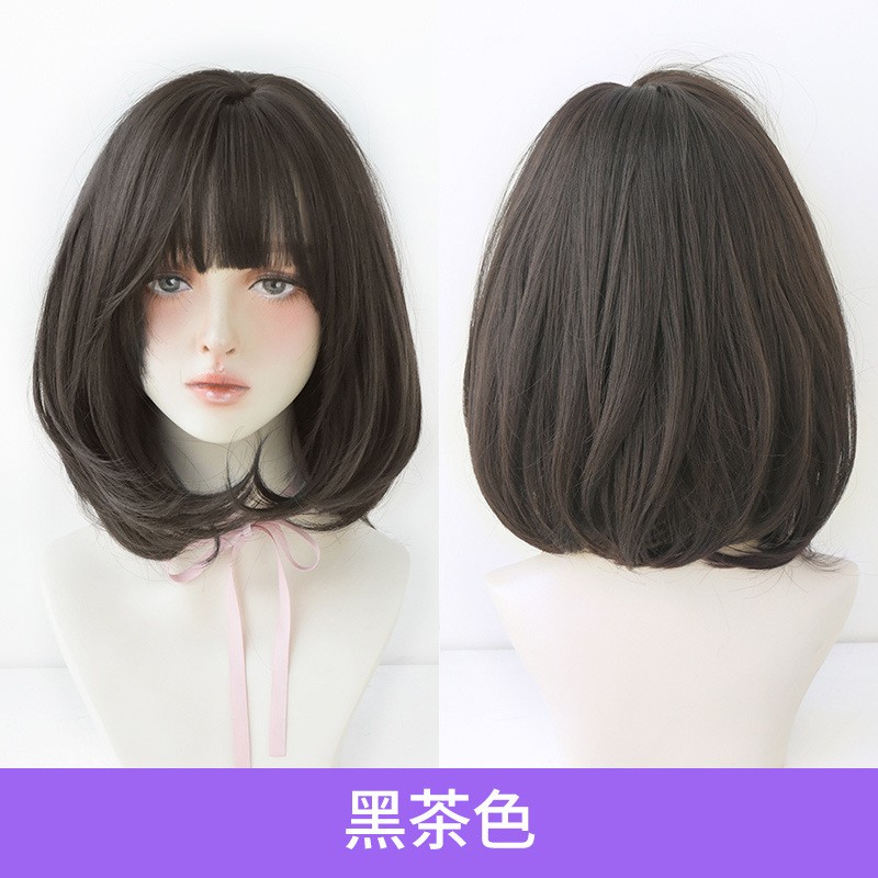 Bob Wig Shoulder Length Black Blonde Highlight Layered Full Head Straight Hair