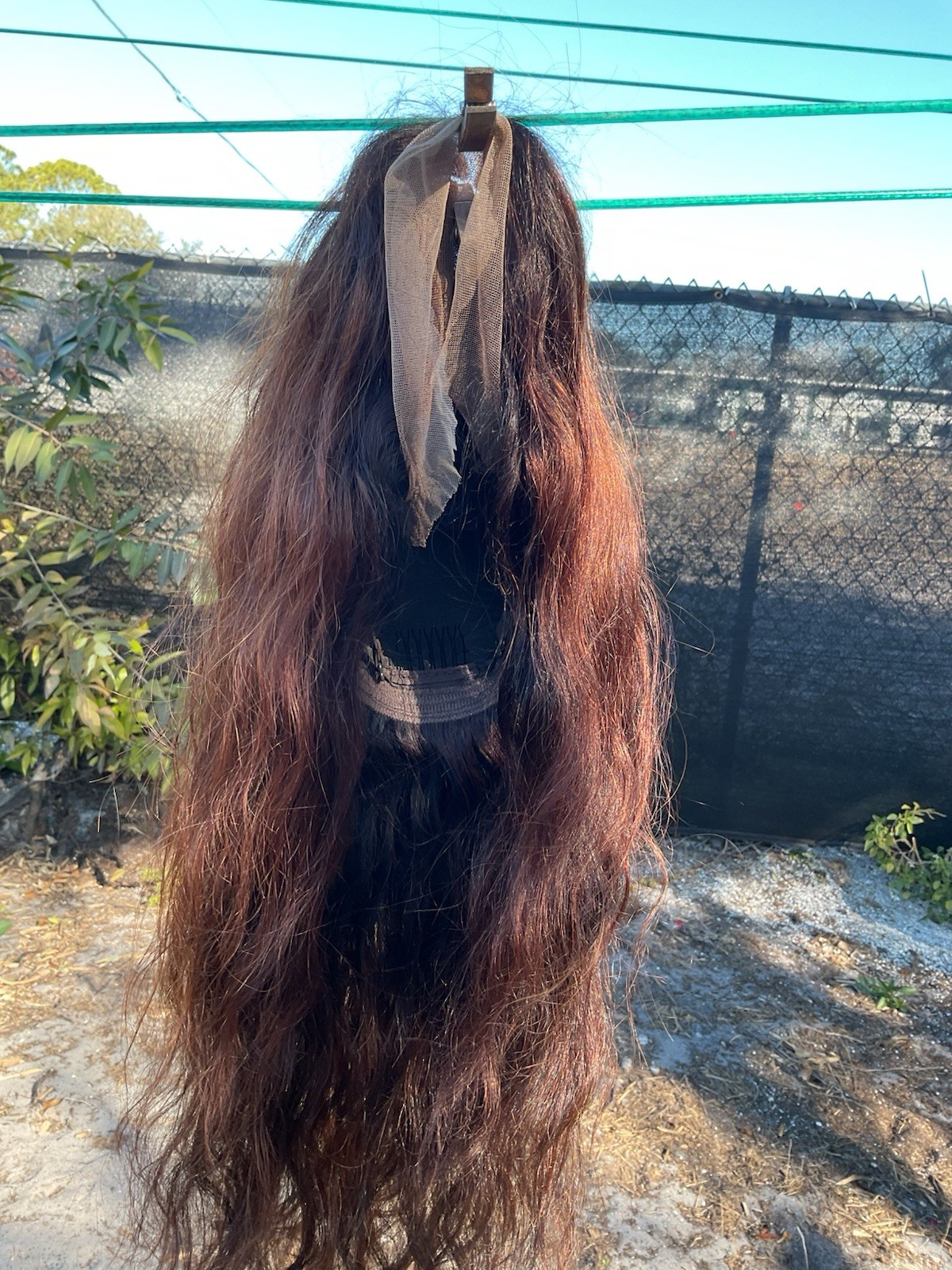100% Human Hair Glueless Lacetop 26” Wavy Dark Brown/Auburn Highlights NWOT