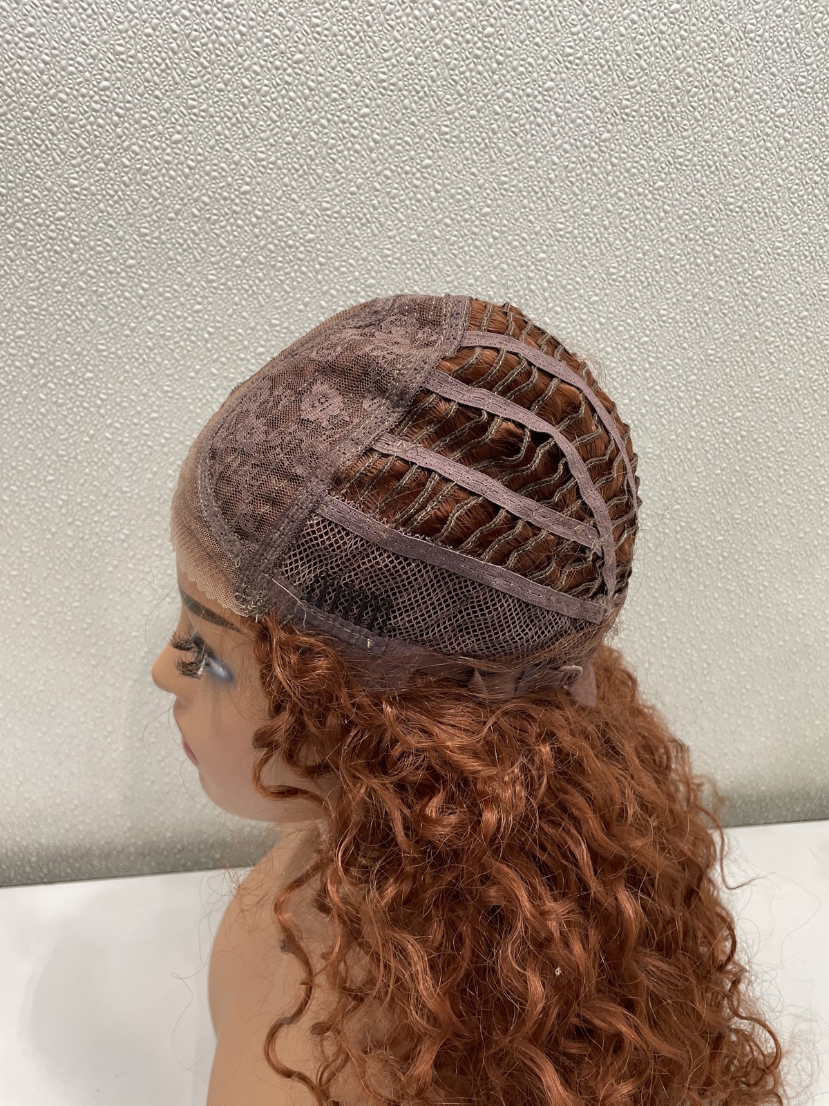 Gorgius Reddish Brown Curly Synthetic Fiber Glueless Wig, 20″
