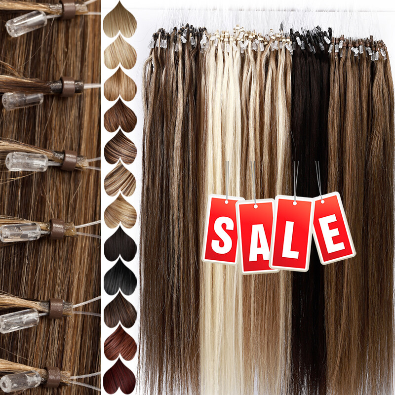 CLEARANCE Micro Ring Loop 100% Remy Human Hair Extensions Link Beads Many Color