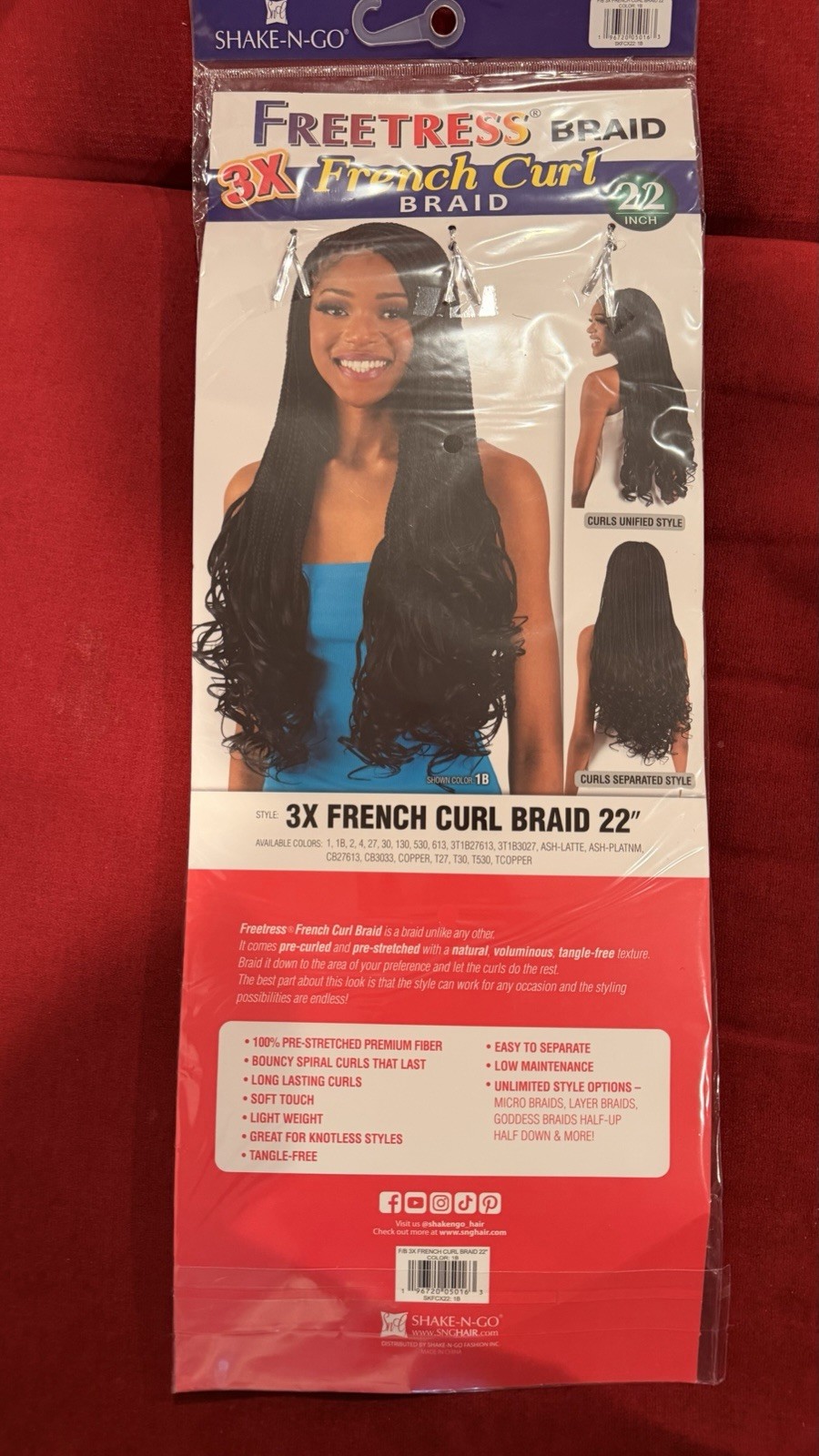 3X Freetress French Curl Braiding Hair #1B