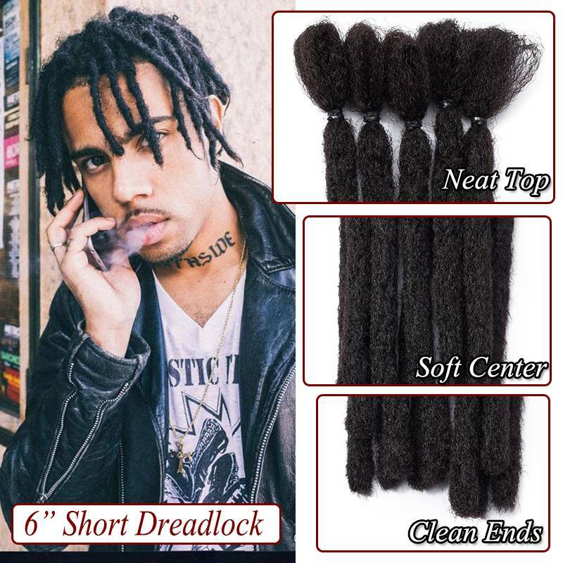 6″ 12″ Men’s Dreadlocks Crochet Braided Dreads Synthetic Hair Extensions Rough