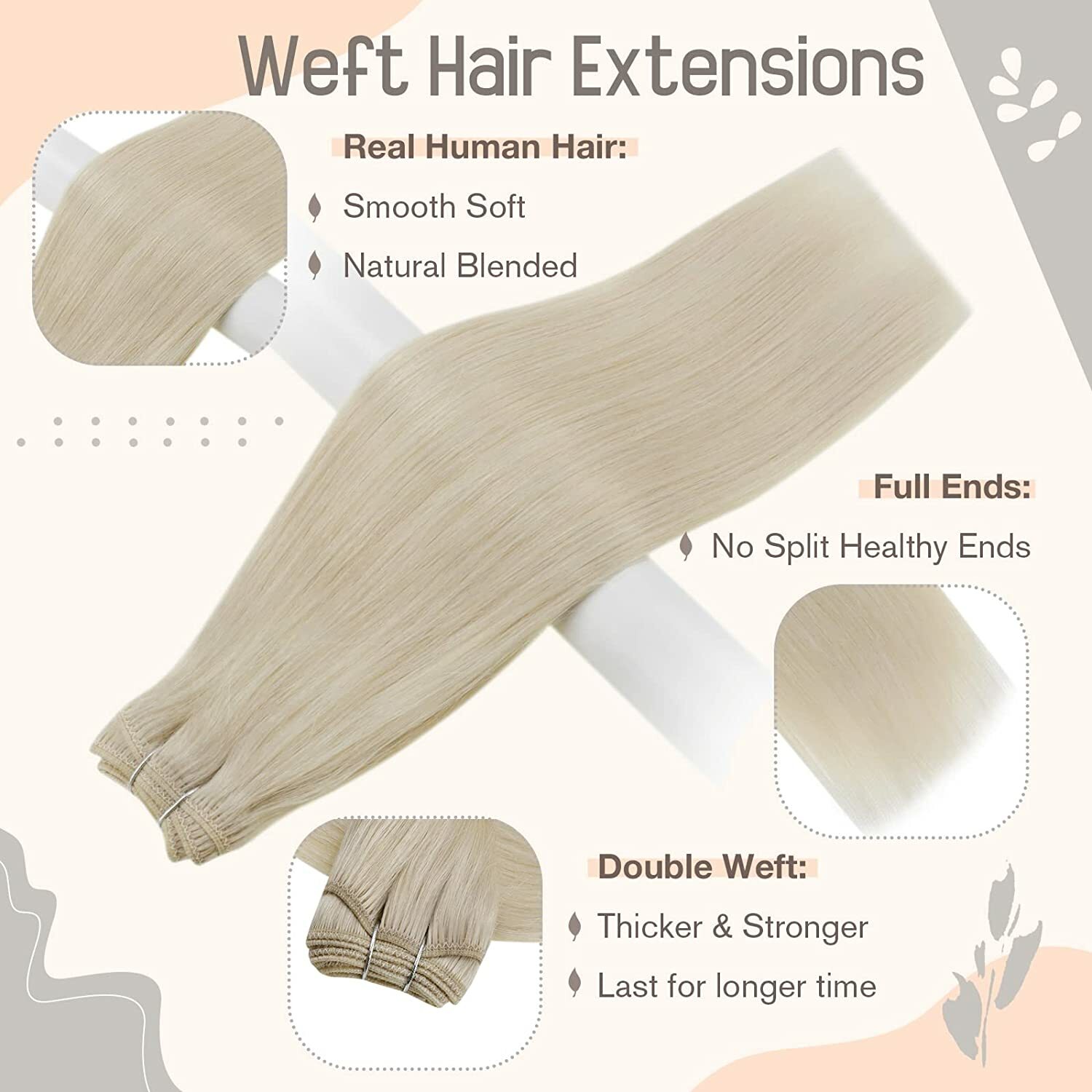 Double Weft Sew in Hair Extensions Real Remy Human Hair Weft For Full Head 100gr