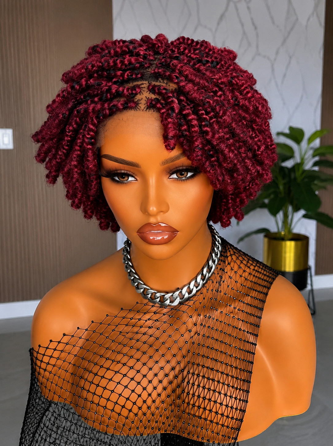 Short Kinky Twist Braided Wig for Women | 2×6 Closure Wig | Glueless Protective
