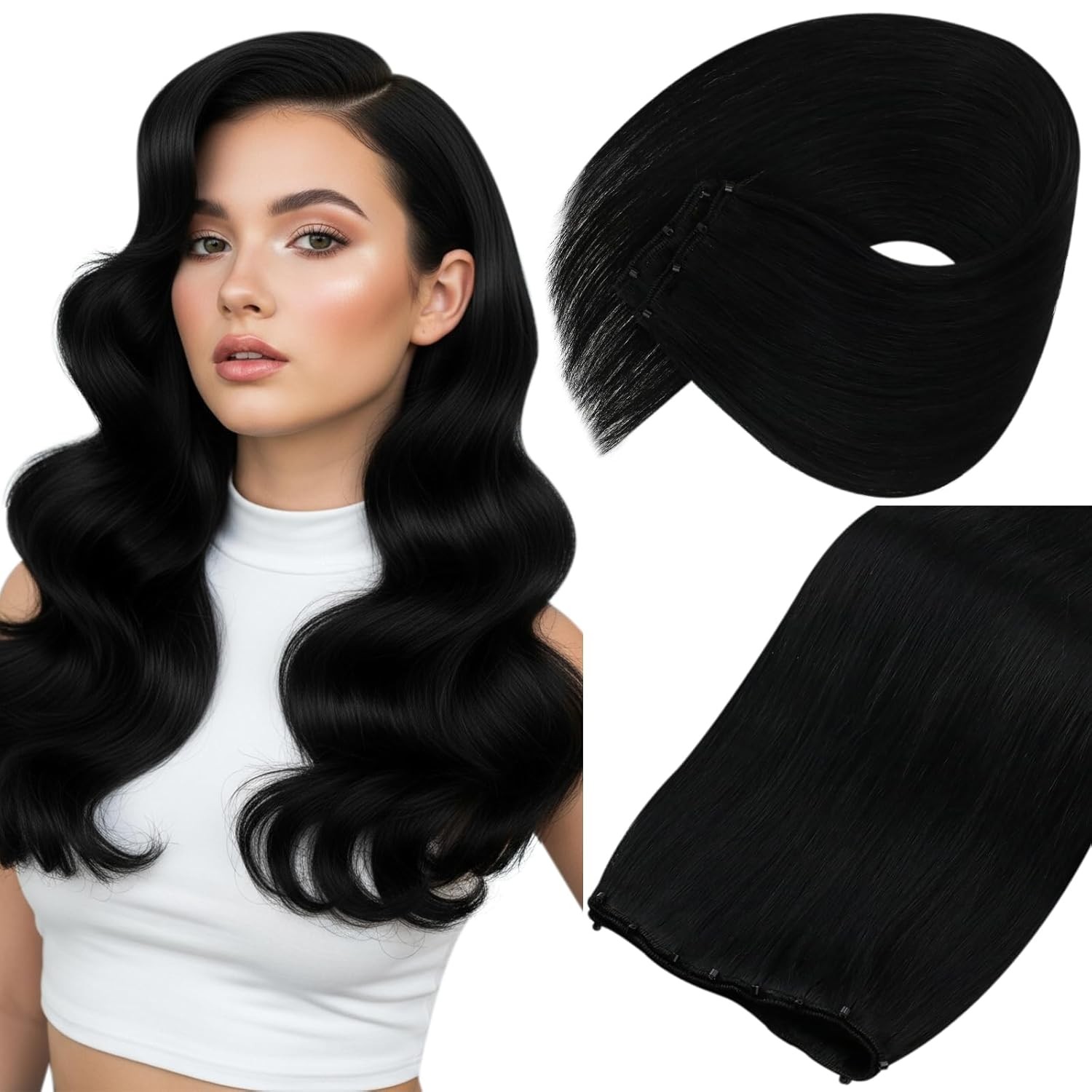 Sunny Hair BEADED 18in #1 Black Hair Extensions – MB_1B_18_50G4