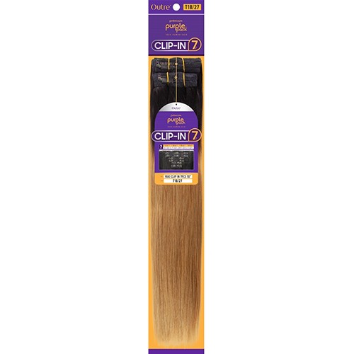 100% Human hair_Purple Pack Yaki Clip-In 7Pcs 18″