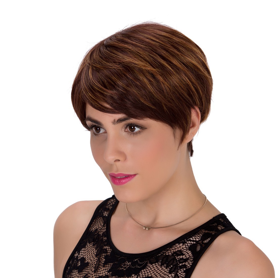 New Short Light Brown Layered Women’s Synthetic Wig 6Inch