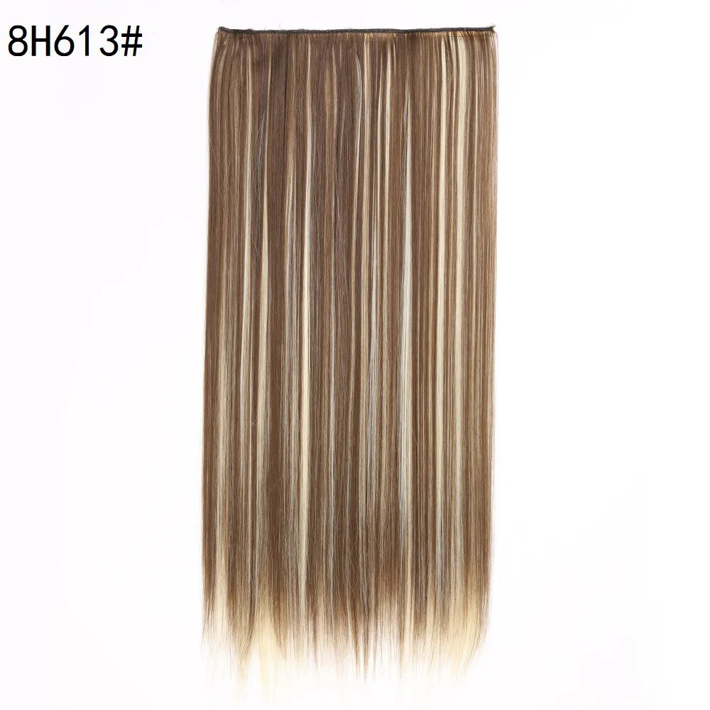 Five-card Clip In Synthetic Long Straight One Piece Hair Extension Seamless Hair