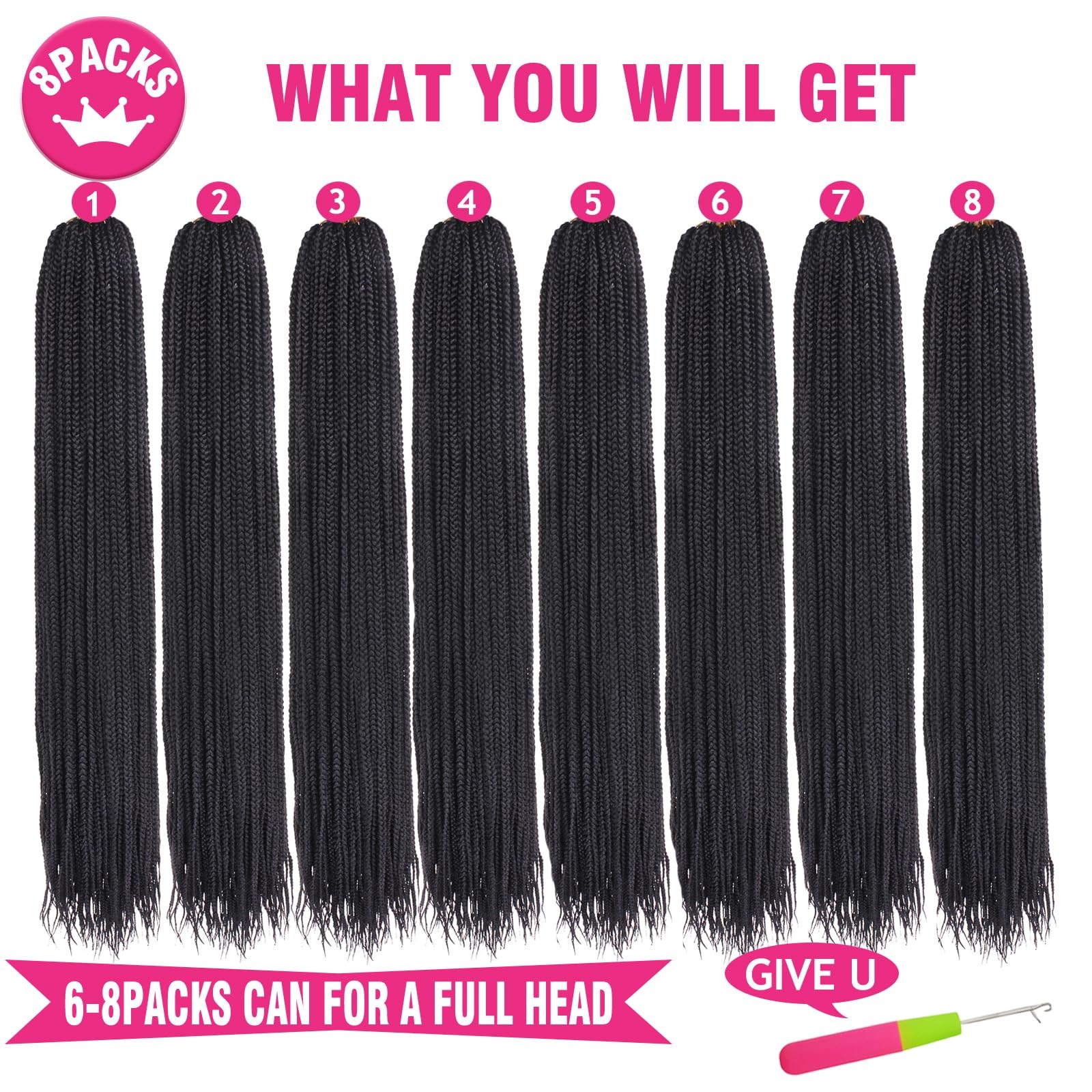 Union Beauty 36 Inch Braids Crochet Hair 8 Packs Pre-Looped Goddess