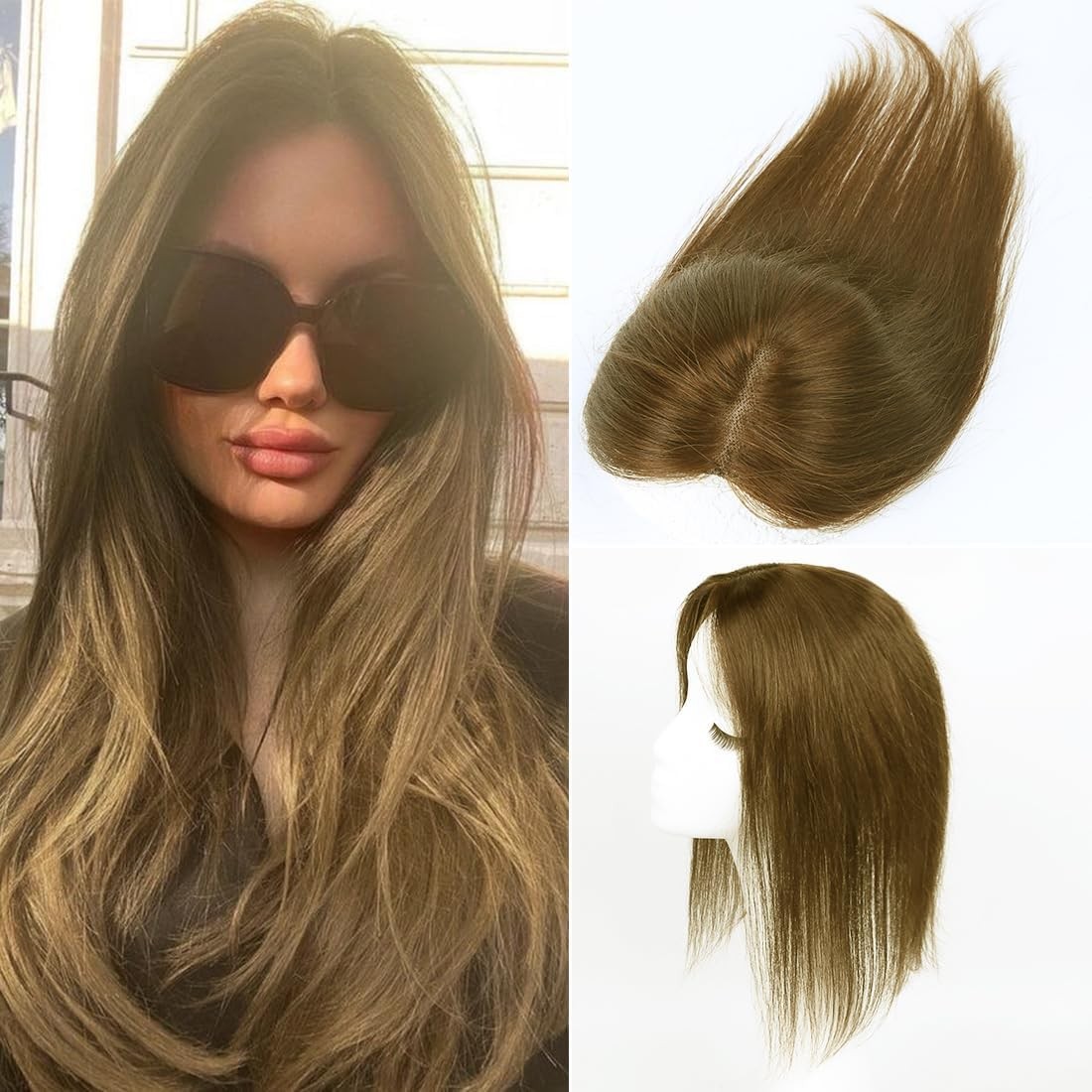 Iwig Hair Toppers for Women Real Human 360° 3D Upgrade Toppers, Light Brown