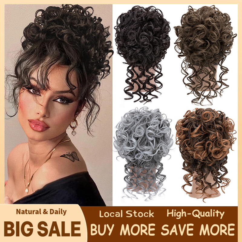 Afro Puff Hair Bun Drawstring Ponytail Scrunchie Messy Updo Short Curly Chignon