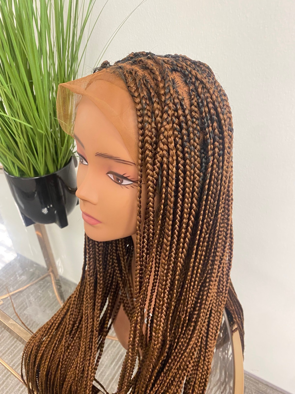 African Knotless Medium-Small Brown Lace Wig 28″