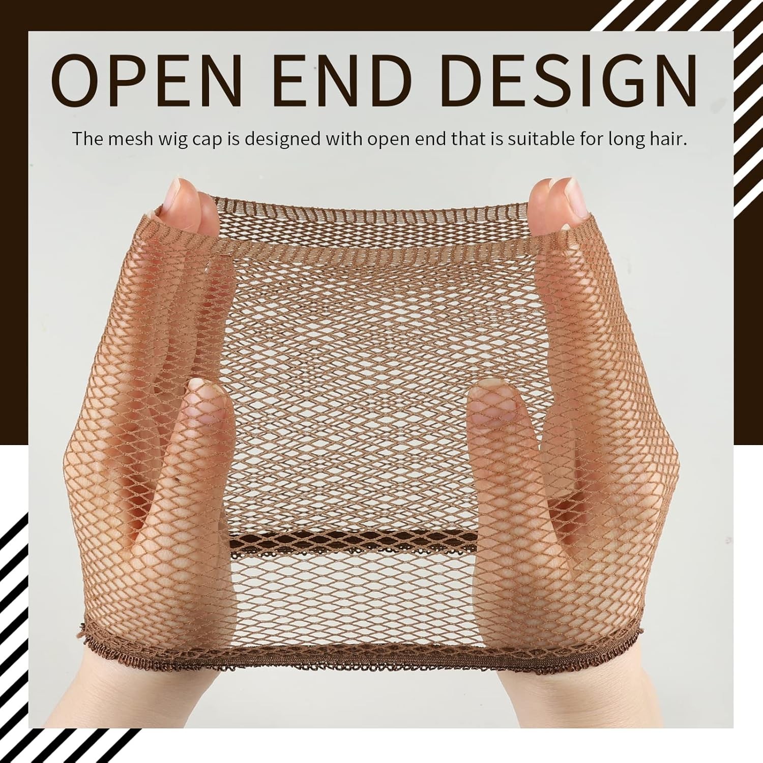 Fandamei Mesh Wig Caps Net, 4PCS Net Open End, Dark Brown