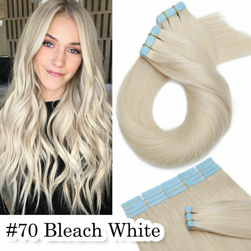 Tape in Human Hair Extensions Invisible Skin Weft Real Brazilian HairBalayage12A
