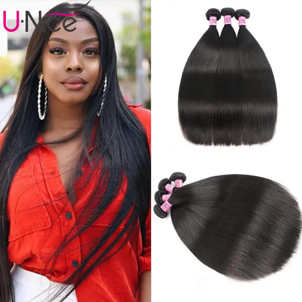 UNice Hair Indian Straight Bundles Human Hair Extensions Virgin Hair Weaves Weft