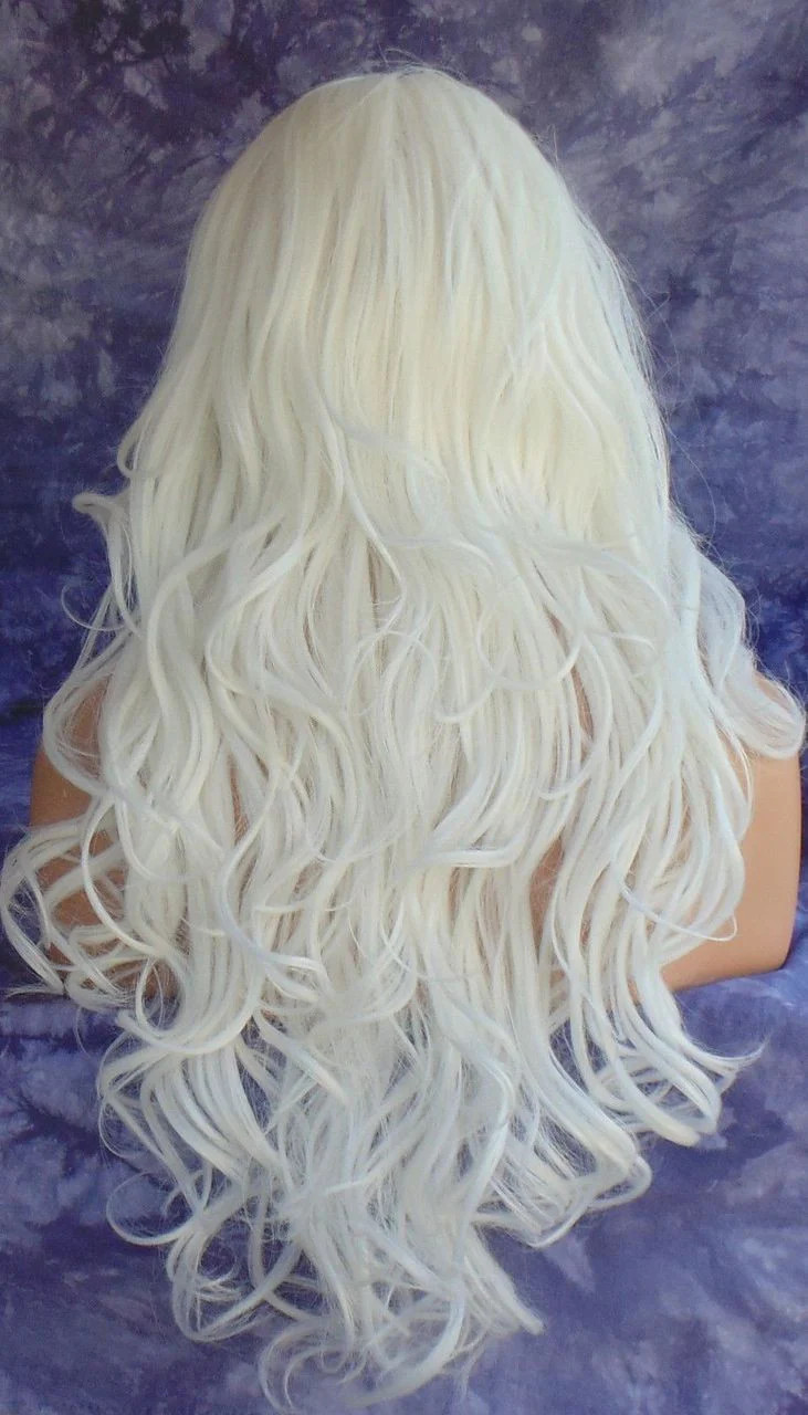 LONG CURLY HEAT FRIENDLY SKIN TOP WIG COLOR #60 WHITE *GORGEOUS SEXY LONG 108
