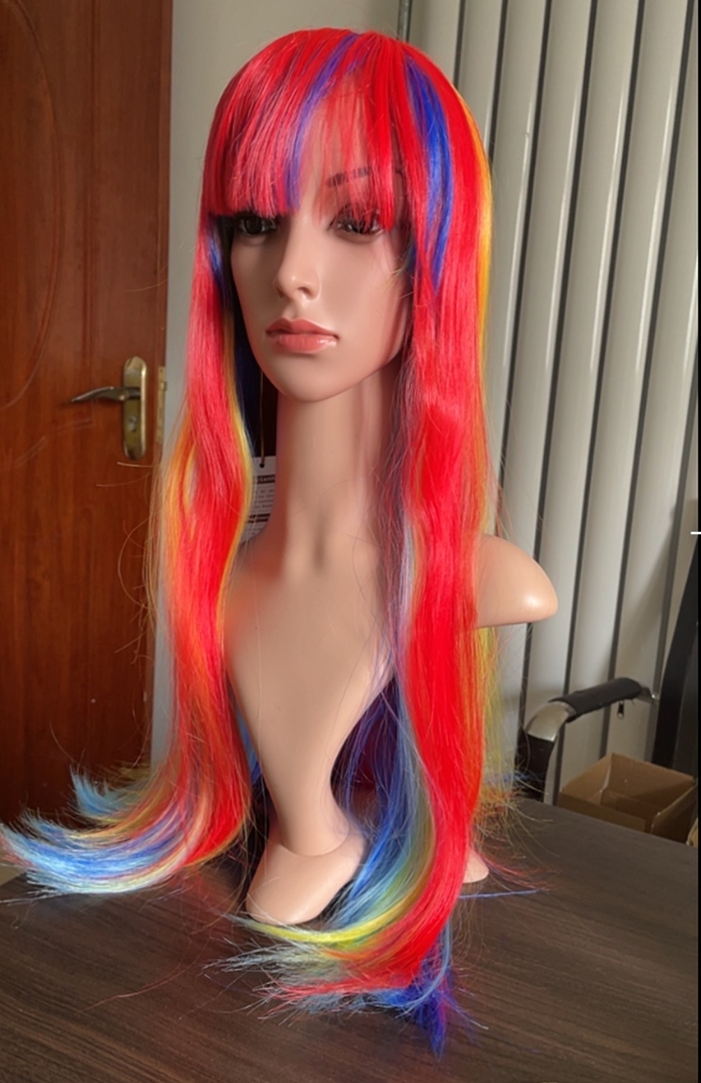 Rainbow Wig Straight Colorful Costume Wig for Women Cosplay Party Halloween 28in