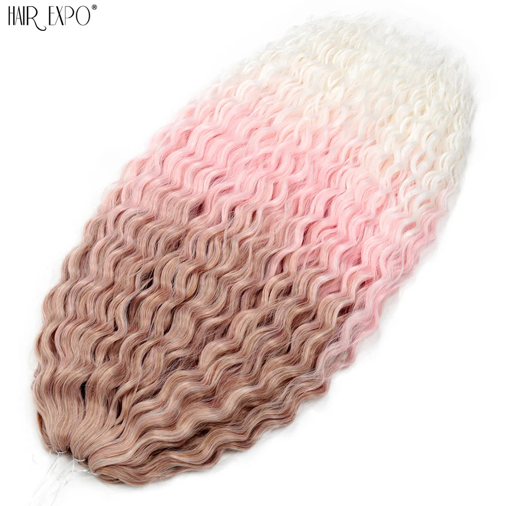 22 Inch Ombre Ariel Curl Crochet Hair Synthetic Deep Wave Braid Hair Extensions