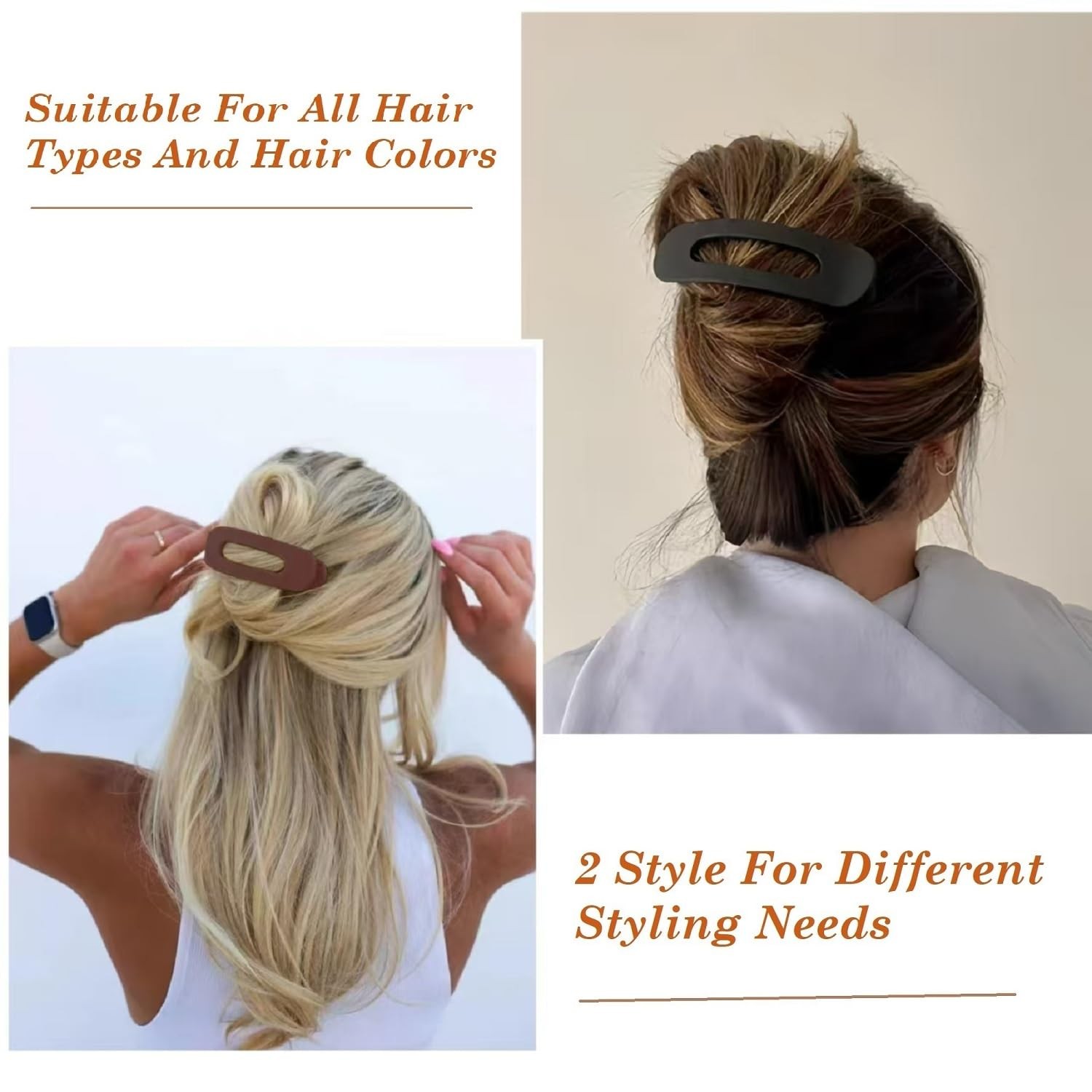 ZANWELL Flat Hair Clips For Women 1 Count (Pack of 6), beige, khaki and black
