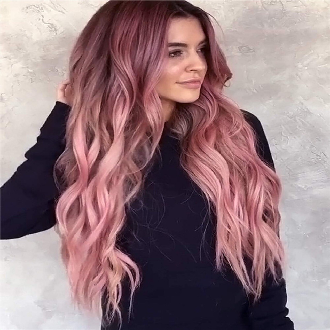 1 Set Pink Wave Synthetic Long Hair Wigs for Women Lady Medium Lace Frontal Wig