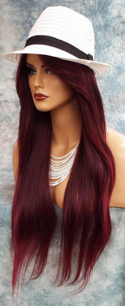 LACE FRONT C PART STRAIGHT WITH SIDE BANG WIG T1B.BURGANDY GORGEOUS SEXY 471