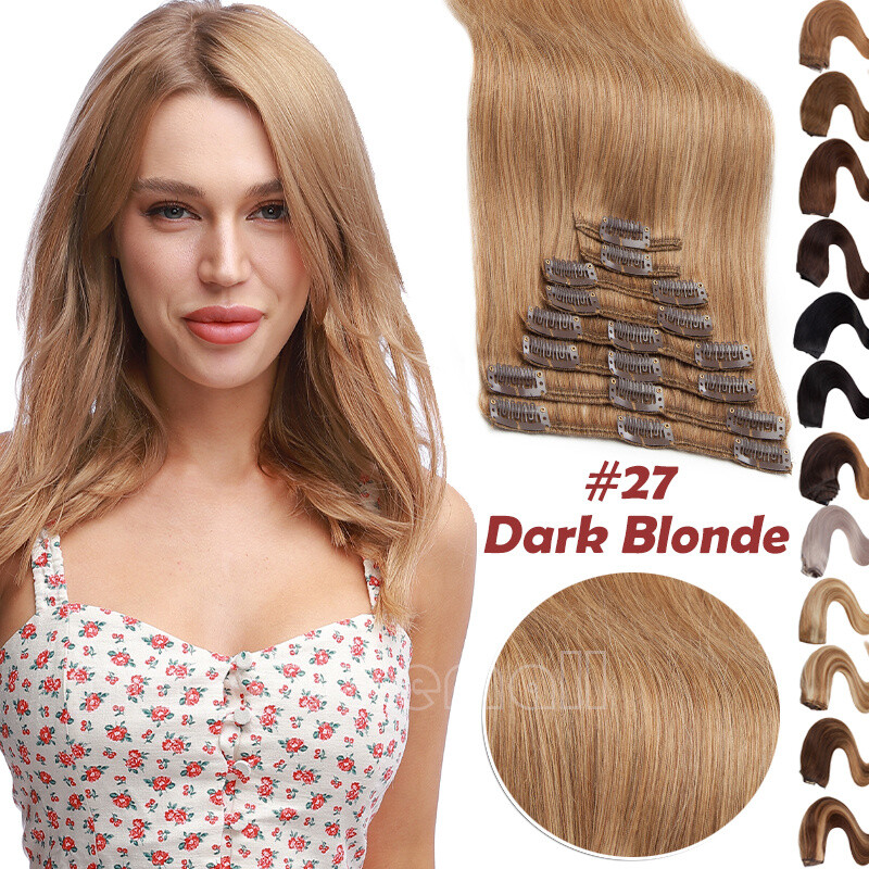 8-24inch Clip in Russian 100% Remy Human Hair Extensions Standard 7/8 Piece Weft