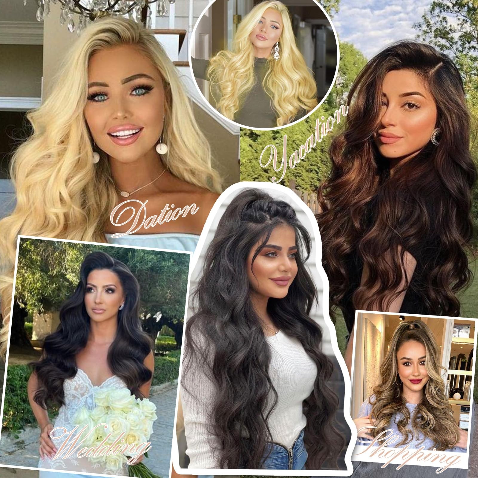 Half Wig 24 Inches Long Wavy Blonde Wig Clip in Half Head Synthetic Fibers Wi…