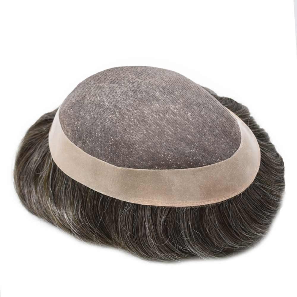 Mens Toupee Hairpiece Fine Mono Hair System Replacements Poly Skin Pu Mens Wigs