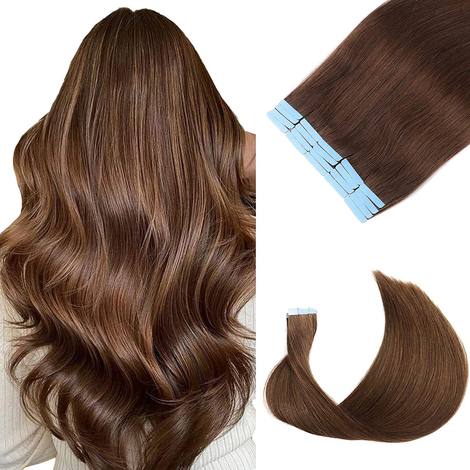 Tape In Hair Extensions Real Human Hair Skin Wefts Remy Cuticle European Hair12A