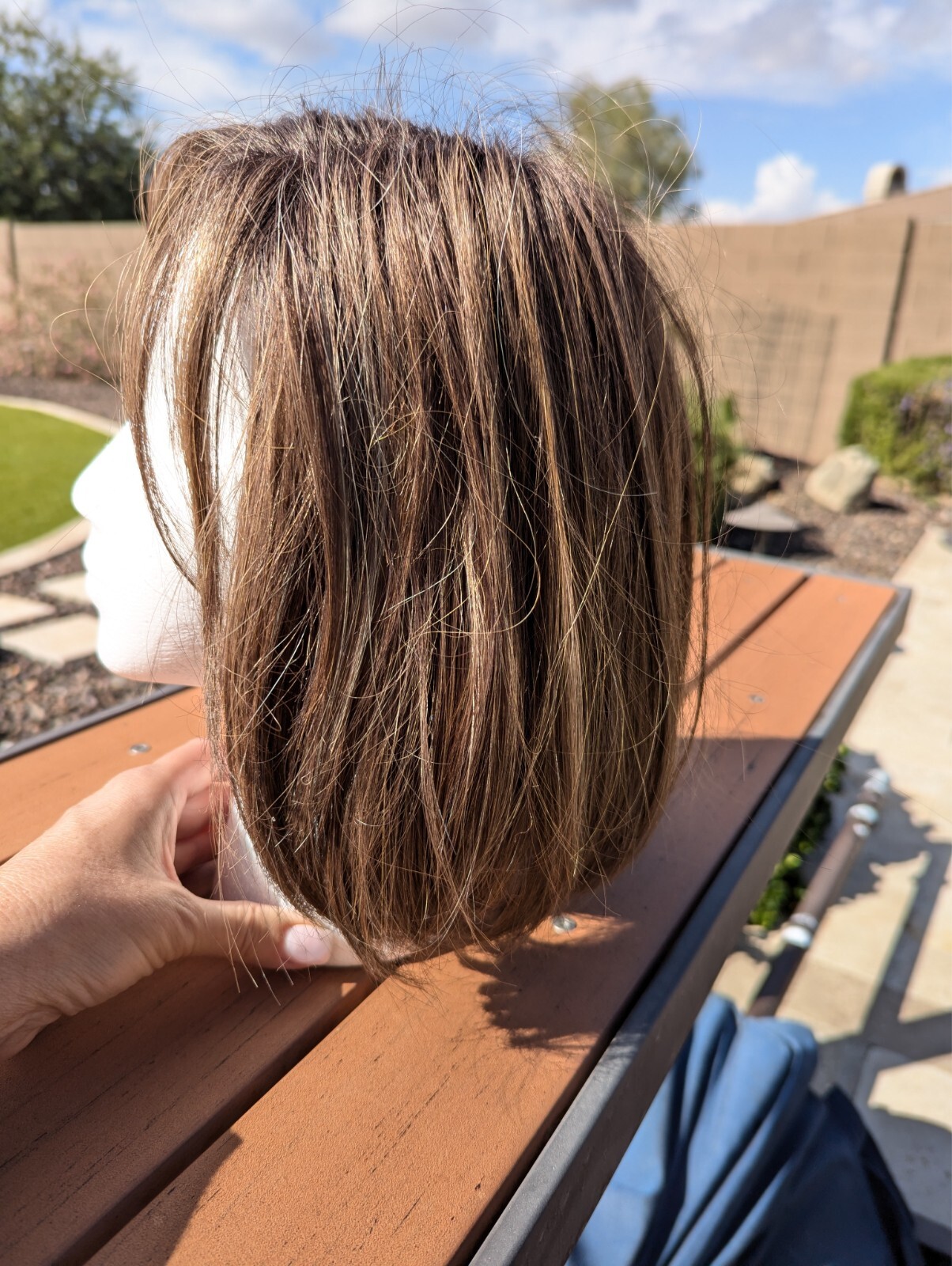 Susie’s Wig – synthetic, natural highlights, washable