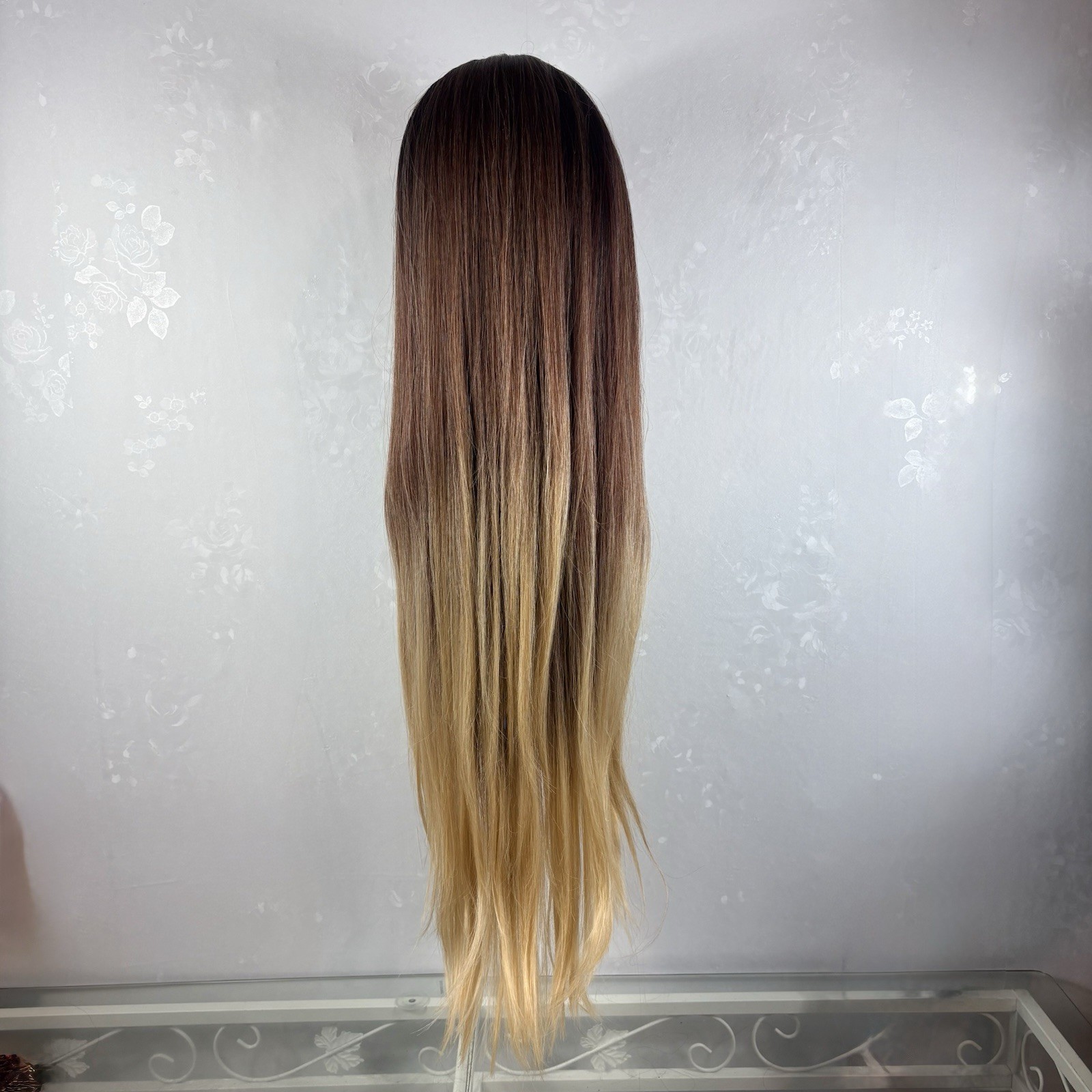 Daily Wear Wear 360 Lace Updo WIG! 34” Long Ombre Blonde , Human Hair Blend