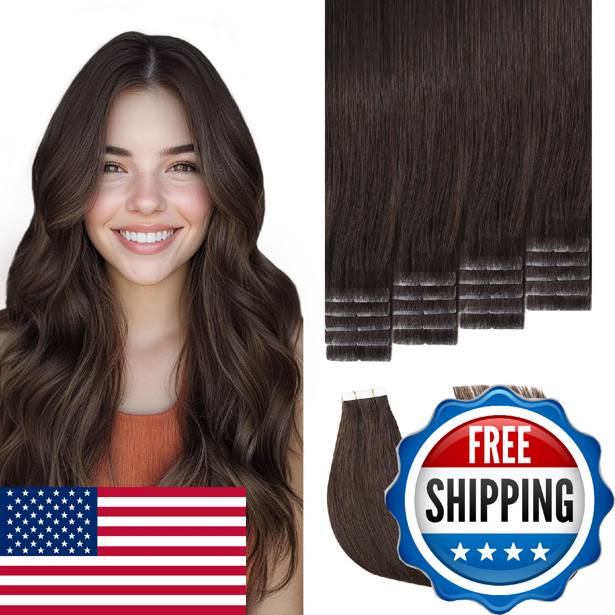 Sweetmet Injection Tape in Hair Extensions Human Hair 3rd-Generation Pro3.0#2 Da