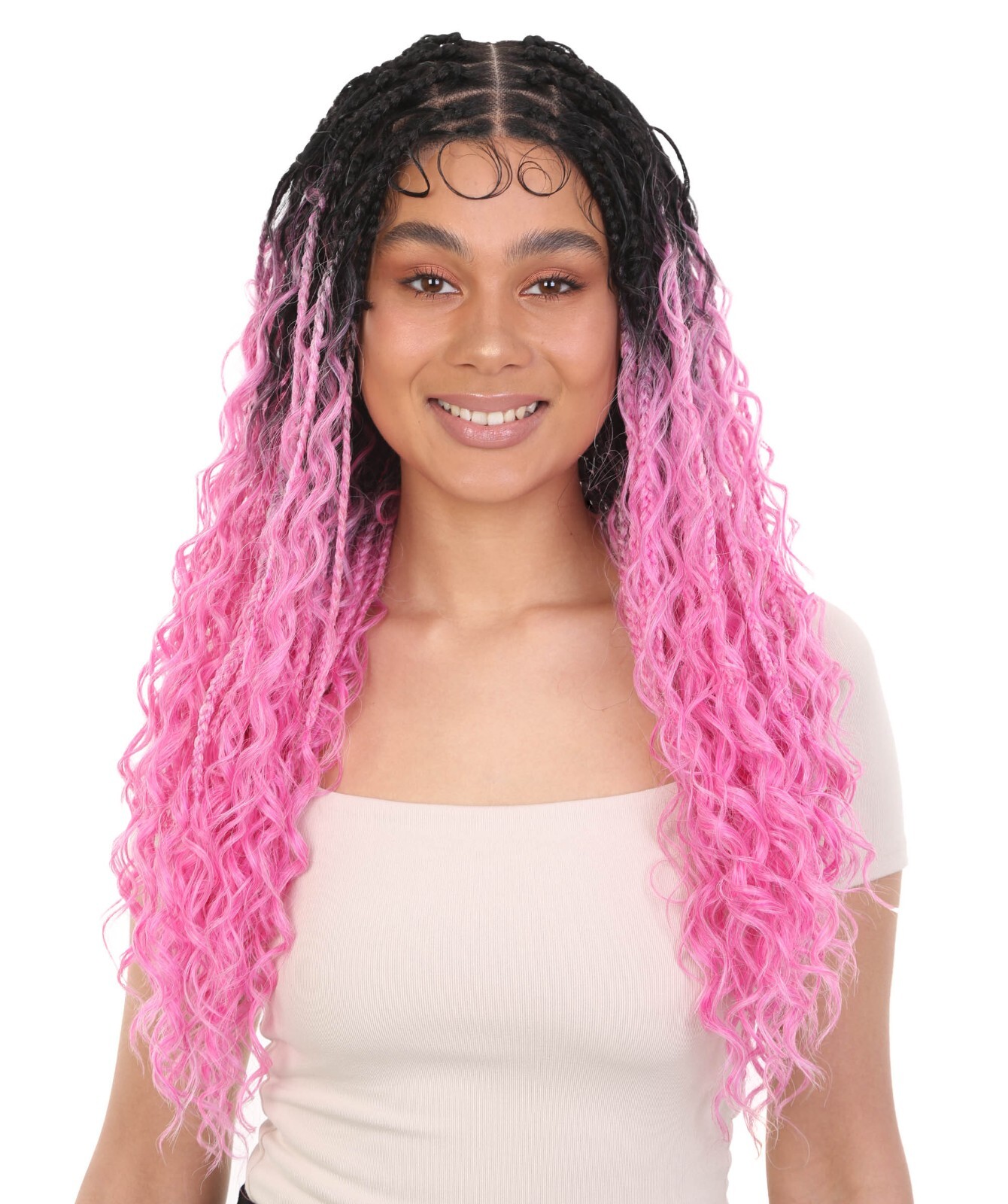 LUXLUXE Grace 25-inches Full Hand-tied Boho Box Braids Wig with Baby Hair