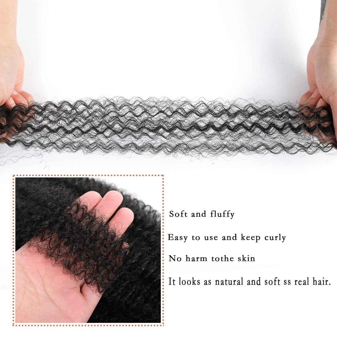 14 Inch Pre-Separated Springy Afro Twist Hair 8 Packs Black Pre-Fluffy Natura…