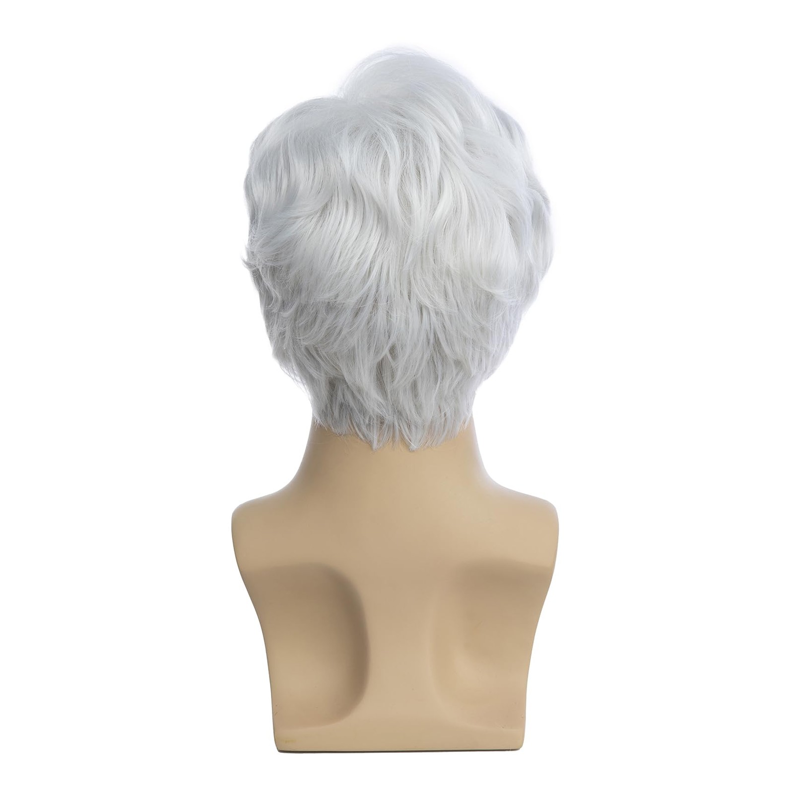 Baruisi Men Wigs Short White Wig Synthetic Heat Resistant Natural Halloween C