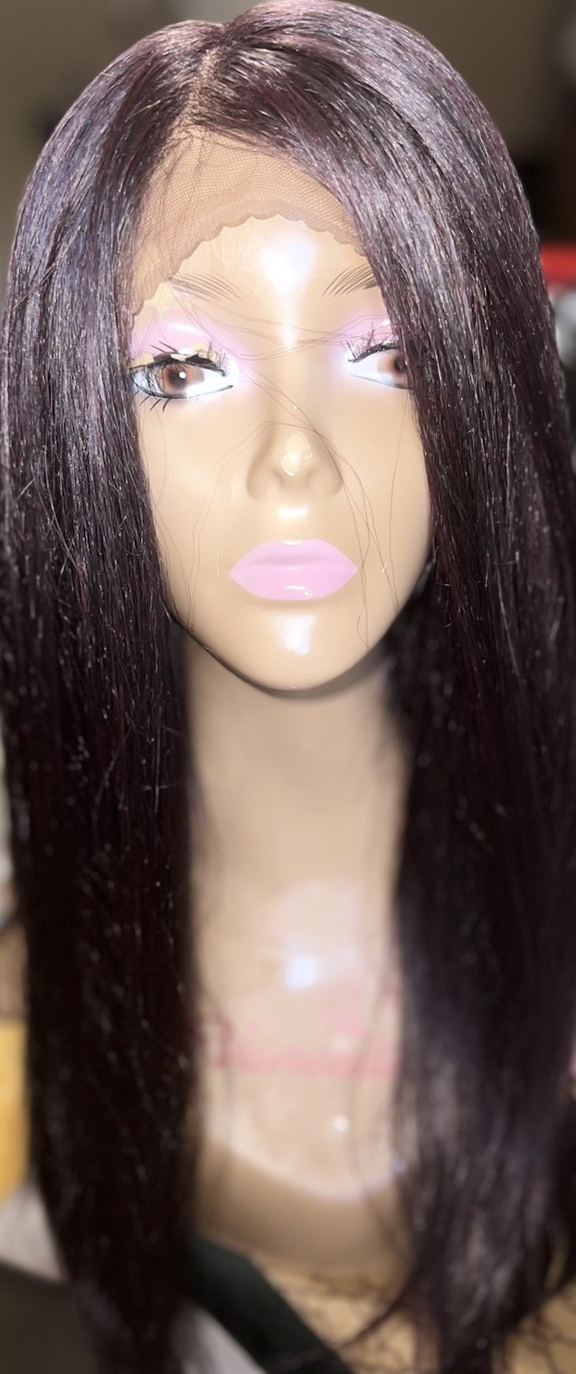 SWISS LACE FRONT WIG HANDTIED LONG STRAIGHT LAYERED WIG #1 BLACK HEAT OK NEW