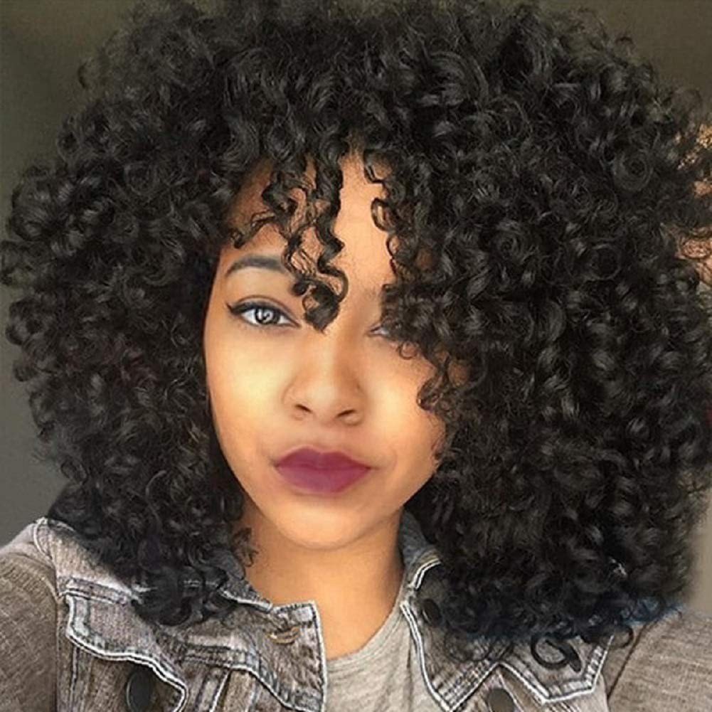 YEAME Curly Wigs for Black Women – 15 Inch (Pack of 1), #1B Natural
