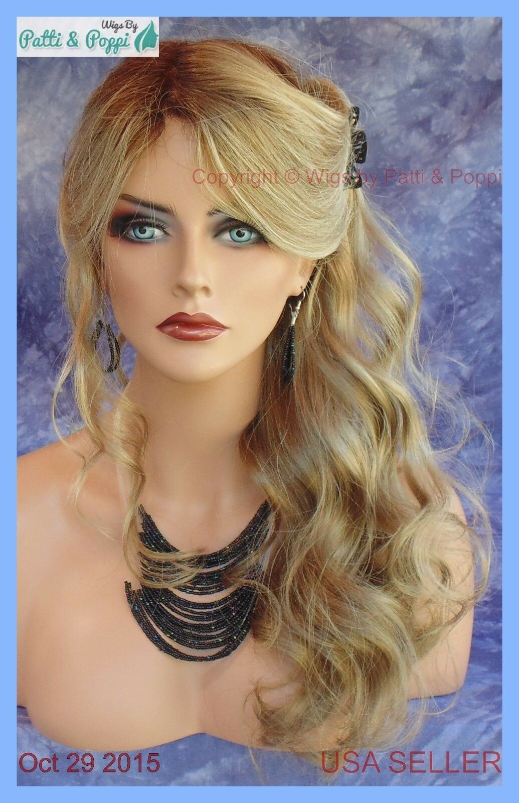BRIANNA LACE FRONT MONOPART WIG BY ENVY SPARKLING CHAMPAGNE HOT DAZZLING WAVES