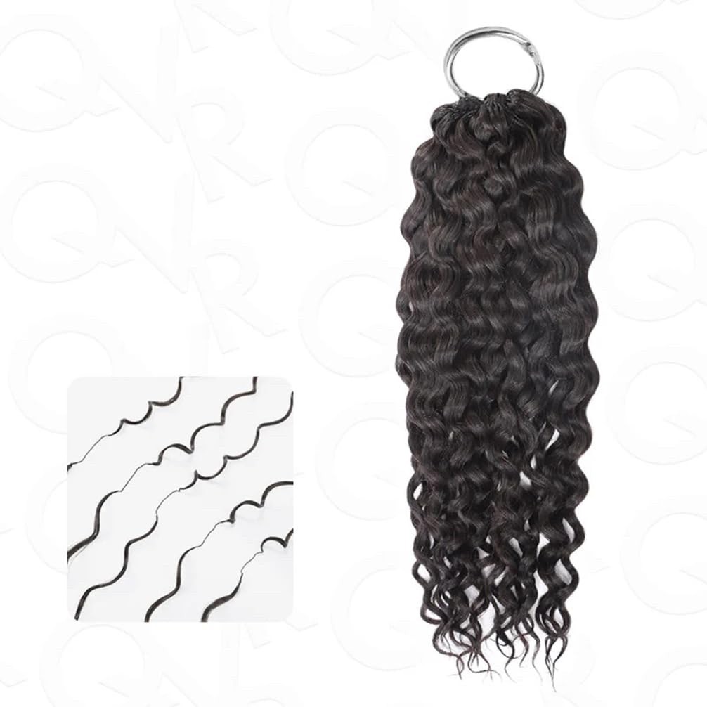 Crochet Human Hair Water Wave Pre Looped Natural Black Machine Made Soft Feather
