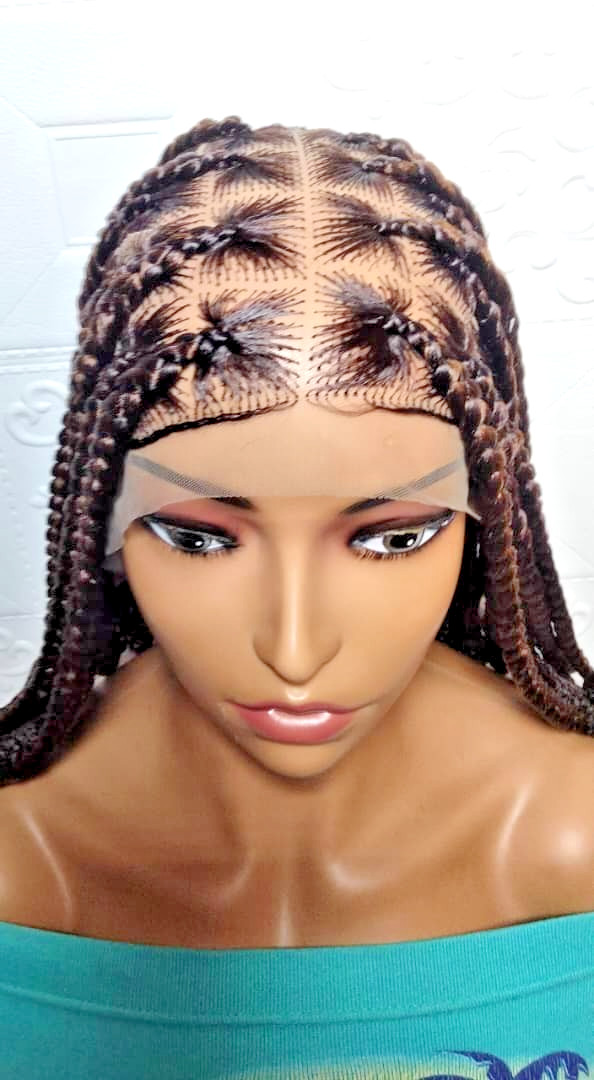 Braided Wig. Large Knotless Braids. Full Lace with Baby Hair. Wrapped Ends