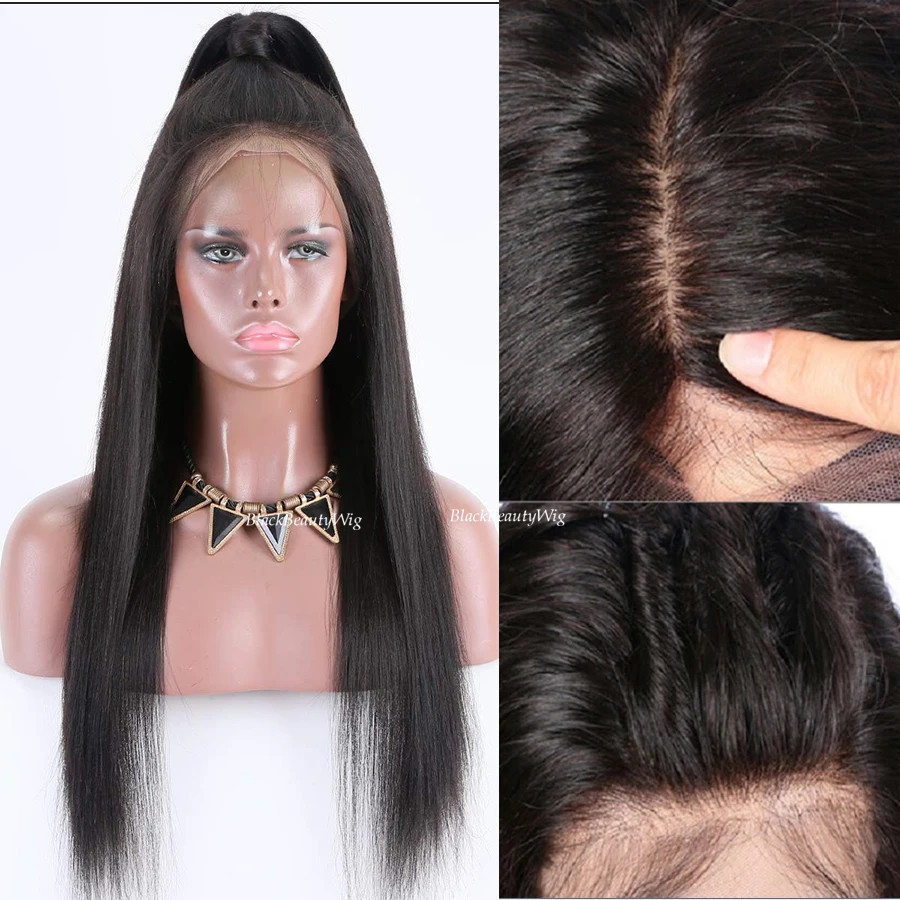 Yaki Straight 5×5 Silk Top Full Lace Human Hair Wig Brazilian Hair Silk Base Wig