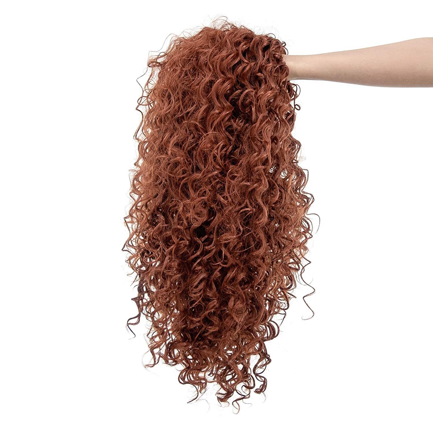 Long Big Curly Wigs For Women Synthetic Heat Safe Piece Dark Brown High-quality