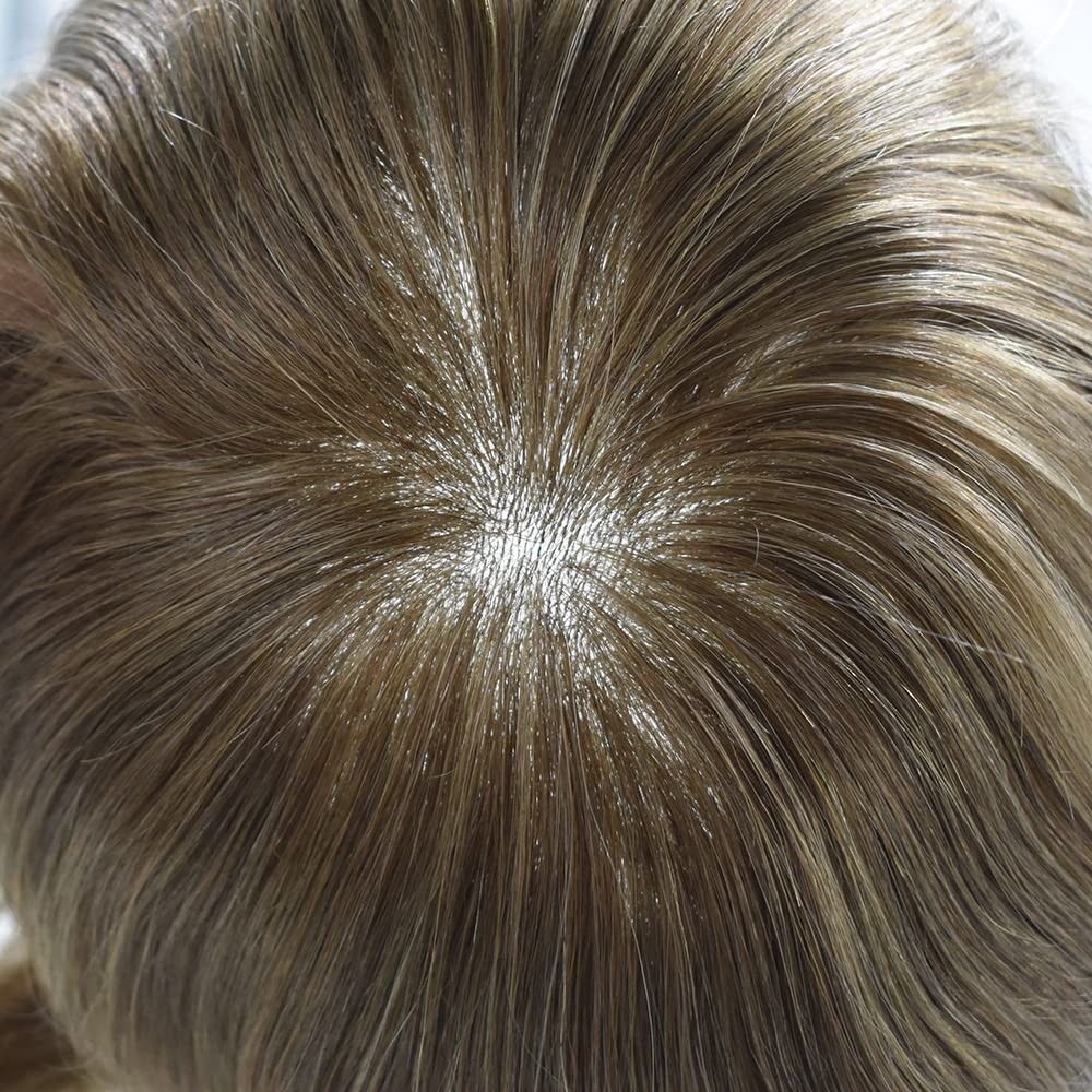 Mens Toupee HumanHairSystem AllTransparent Skin Replacement Durable PuHairpiece